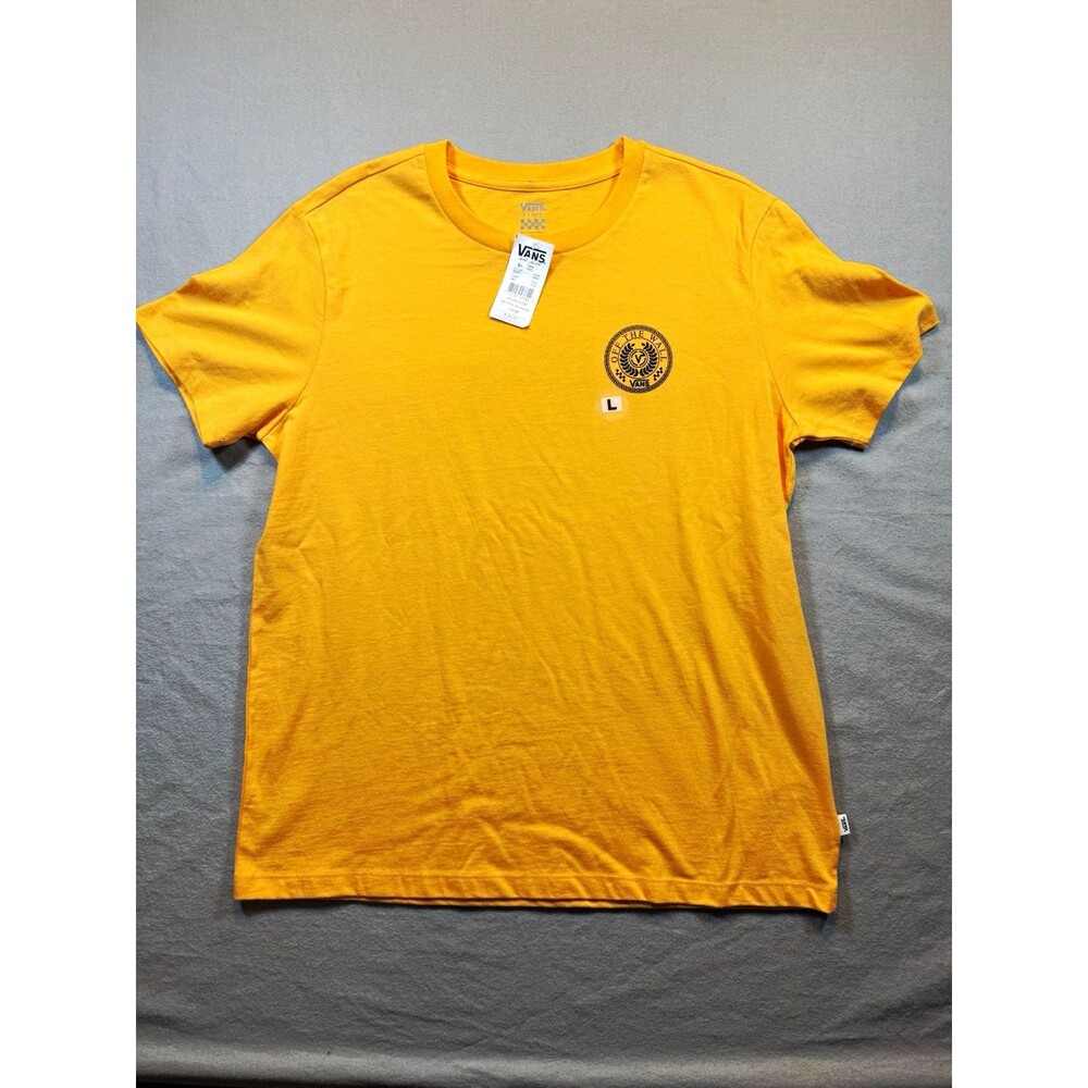 VANS Women’s L Yellow Graphic Logo Crew Neck Short Sleeve Cotton T-Shirt